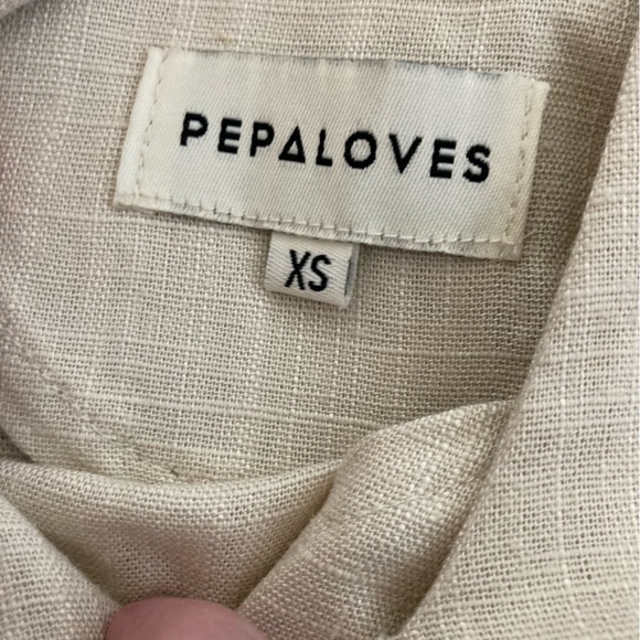 PEPALOVES - Embroidered SUN TOP Tie Shoulder Double V Neck Tank Sz XS - Picture 6 of 7